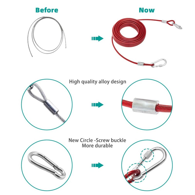 KOOLTAIL Dog Tie Out Cable 50 Feet - Dog Leash for Outdoor Camping Yard Training Heavy Duty Tie-Out Cable for Medium Large Dogs Up to 100 Pounds - Image 4